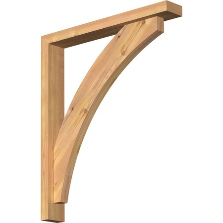 Ekena Millwork Thorton Block Smooth Bracket w/ Offset Brace, Western Red Cedar, 3 1/2"W x 24"D x 28"H BKT0402X24X28THR05SWR